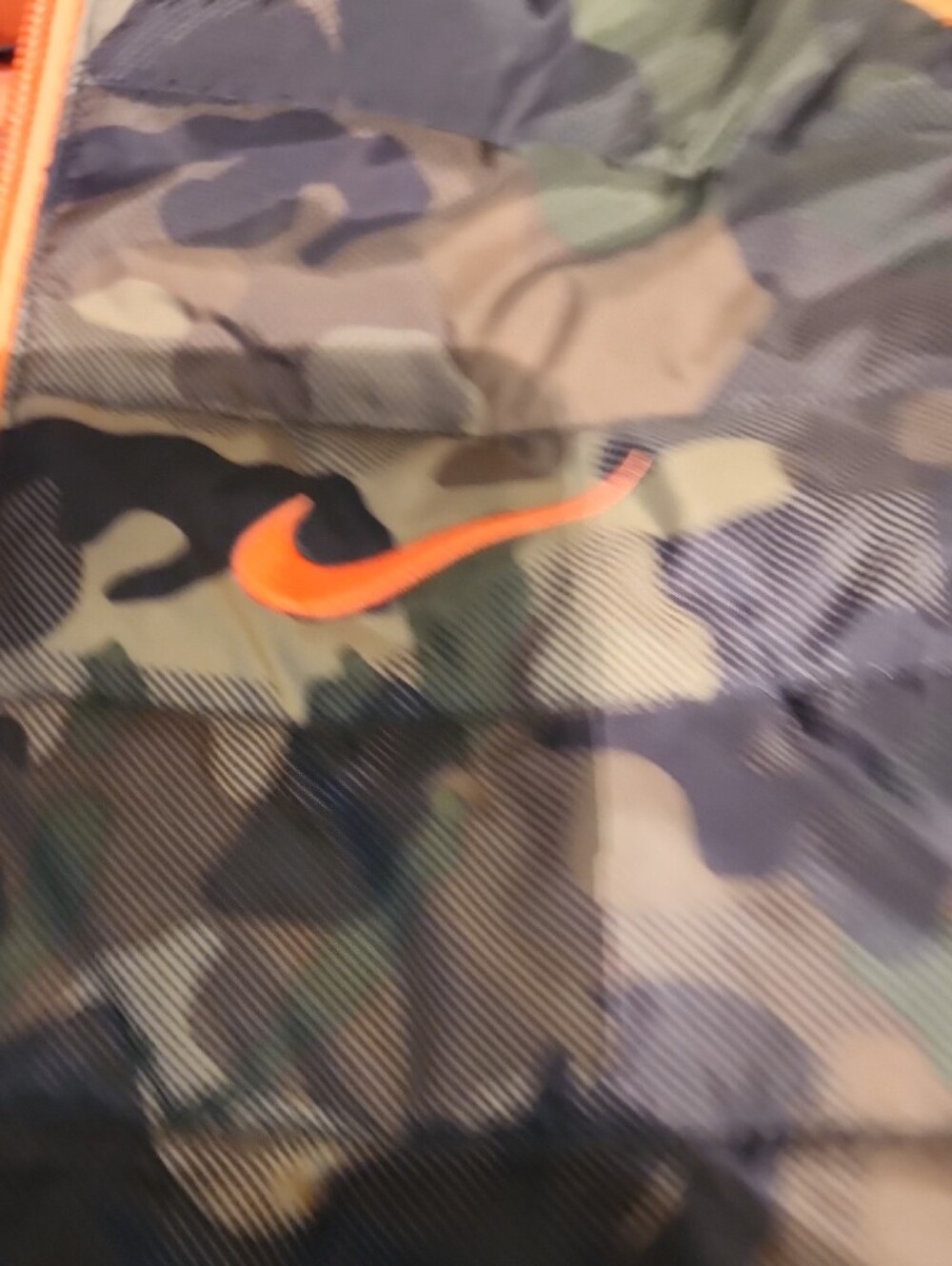 Nike Kids Camo Puffer Jacket with Bright Orange Zip - Picture 3 of 5